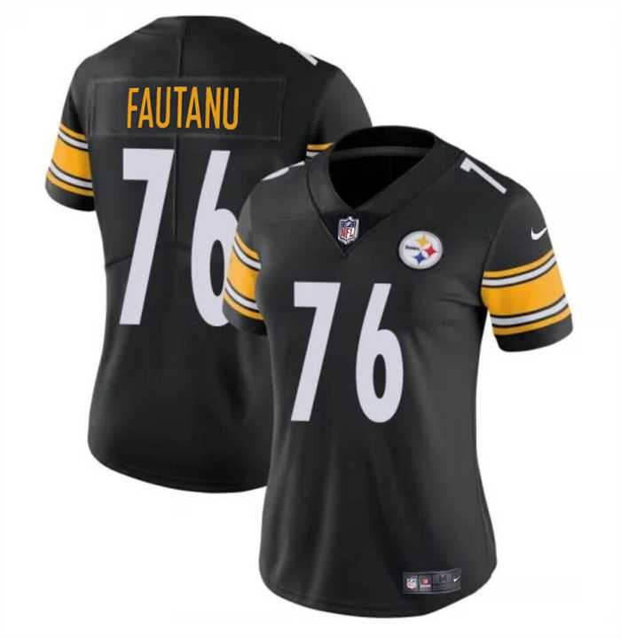 Women%27s Pittsburgh Steelers #76 Troy Fautanu 2024 Draft Black Vapor Stitched Jersey Dzhi->women nfl jersey->Women Jersey